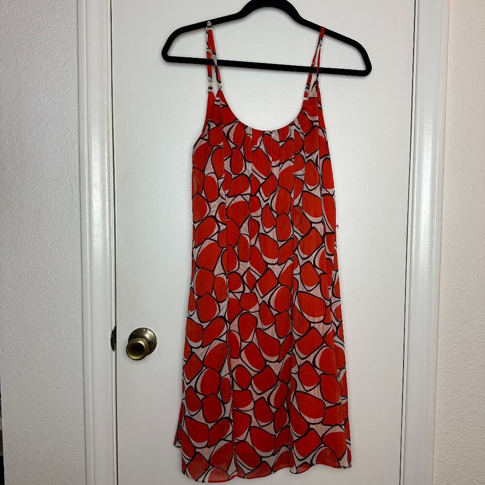 Vintage Mod Pattern Babydoll Dress Orange Abstract Dress